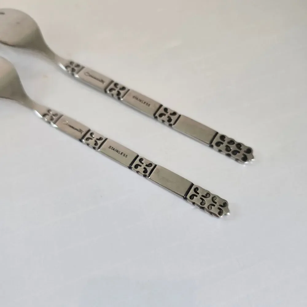 Oneida Community Stainless Salad/Dinner Fork Madrid Black Accents Mid Century